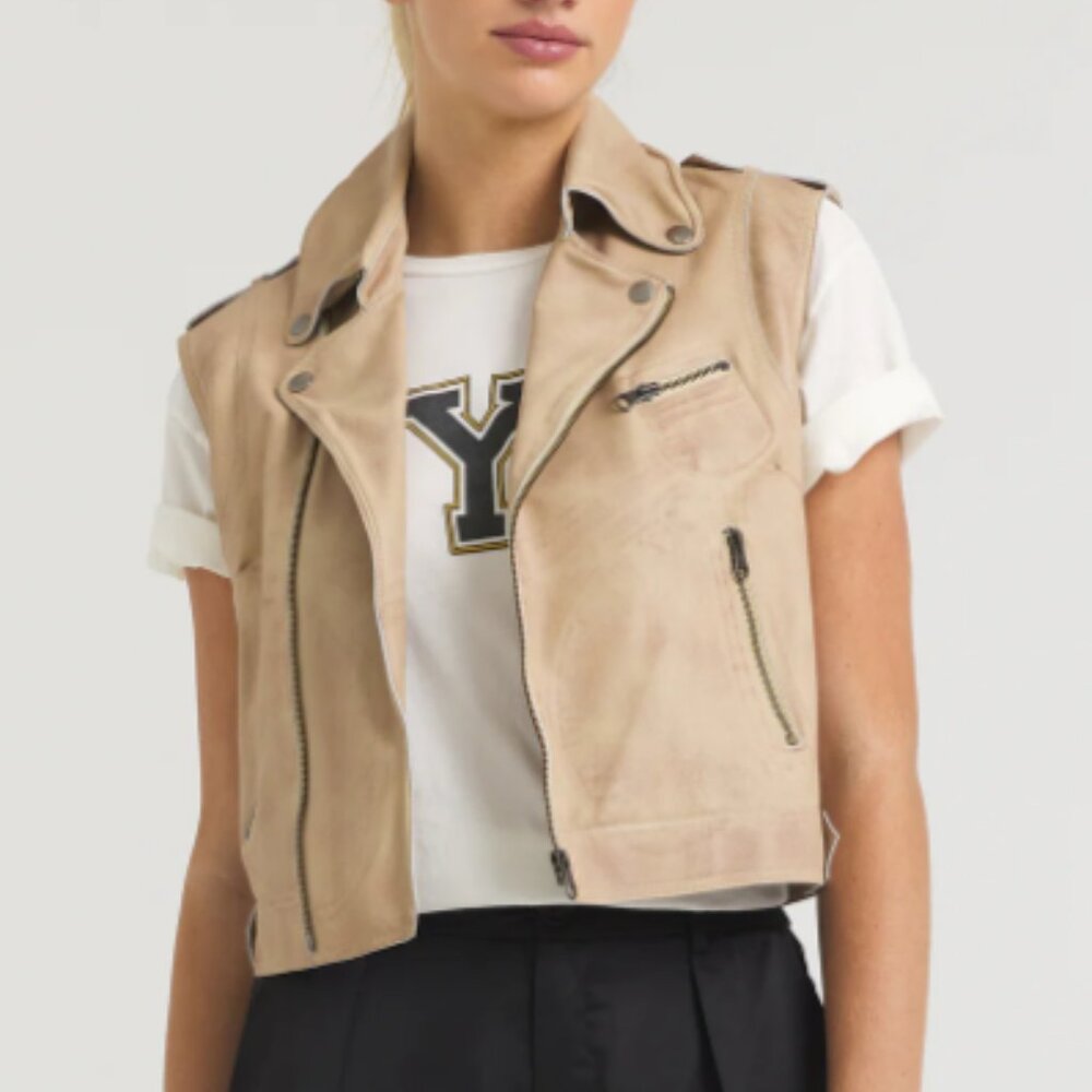 JKT NYC Jilli Patina Leather Vest Sand